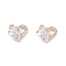 Brass Micro Pave Clear Cubic Zirconia Pendants, Cadmium Free & Nickel Free & Lead Free, Heart Charms, Real 18K Gold Plated, 8x8.5x3mm, Hole: 0.8mm