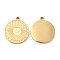 Ion Plating(IP) 316L Surgical Stainless Steel Pendant for Enamel Settings, Flat Round with Sun, Real 18K Gold Plated, Tray: 4mm, 13x12x1mm, Hole: 1mm