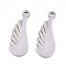 Non-Tarnish 201 Stainless Steel Pendants, Laser Cut, Wing, Stainless Steel Color, 26x9.5x0.9mm, Hole: 1.6mm