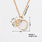 Cute Cat Claw & Heart Brass Crystal Rhinestone Pendant Necklaces for Women, Golden, 15.75 inch(400mm)