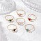 Transparent Glass Finger Rings, with Eco-Friendly Copper Wire, Rhombus, Mixed Color, US Size 9(18.9mm)