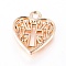 Alloy Pendants, Crosslet Heart Pendants, Heart with Cross, Light Gold, 16x14x2mm, Hole: 1.8mm