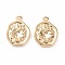 304 Stainless Steel Pendants, Textured, Irregularity Flat Round, Golden, 17.5x13x2.5mm, Hole: 1.4mm