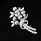 Exquisite Flower Alloy Rhinestone Brooch, ABS Plastic Pearl Lapel Pin for Girl Women, Platinum, 70x45mm