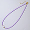Imitation Pearl & Glass Beaded Necklaces for Women, Elegant Jewelry for Collarbone, Lilac