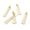 Nylon Tassel Big Pendants, with Iron Findings, Golden, Lemon Chiffon, 86x9.5mm, Hole: 3x5mm