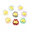 Spray Painted Transparent Glass Beads, with Golden Brass Findings, Rabbit, Mixed Color, 14x14x6mm, Hole: 1.2mm