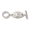 Brass Micro Pave Clear Cubic Zirconia Toggle Clasps, Cadmium Free & Nickel Free & Lead Free, Oval, Platinum, Link: 19.5x10.5x2mm, Hole: 2mm; Bar: 13.5x4x2.8mm, Hole: 1mm; Ring: 13.5x11.5x2mm, Hole: 0.9mm