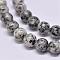 Natural Sesame Jasper/Kiwi Jasper Beads Strands, Round, Gray, 10mm, Hole: 1mm, about 38pcs/strand, 15 inch