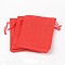 Polyester Imitation Burlap Packing Pouches Drawstring Bags, Red, 13.5x9.5cm
