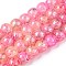 Drawbench Crackle Glass Beads Strands, Rondelle, Hot Pink, 8x7mm, Hole: 1.2mm, about 109~113pcs/strand, 30.51~31.30 inch(77.5~79.5cm)