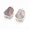 Natural Agate Links connectors, with Brass Findings, Nuggets, Silver Color Plated, 20~26x12~16x3~3.5mm, Hole: 1.5mm