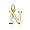 Brass Pendants, With Jump Ring, Long-Lasting Plated, Lead Free & Cadmium Free, Rack Plating, Real 18K Gold Plated, Letter N, 11.5x10x2mm, Hole: 3mm