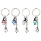 Halloween Alloy & Glass Pendant Decoration, with Iron Rings, Hats, Mixed Color, 7.7cm