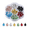 K9 Glass Pendants, with Brass Findings, Teardrop, Mixed Color, Faceted, Platinum, 18x10.5x5mm, Hole: 2mm