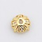 4-Petal Brass Micro Pave Cubic Zirconia Bead Caps, Lead Free & Nickel Free & Cadmium Free, Golden, 8x3mm, Hole: 1.5mm