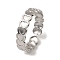 Non-Tarnish 304 Stainless Steel Open Cuff Rings, Heart, Stainless Steel Color, US Size 7 1/4(17.5mm)