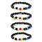 4Pcs 4 Style Natural & Synthetic Mixed Gemstone Beaded Stretch Bracelets Set, Heart & Star & Butterfly & Cross Stackable Bracelets, Inner Diameter: 2-1/8 inch(5.5cm), 1Pc/style