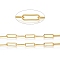 Soldered Brass Paperclip Chains, Flat Oval, Drawn Elongated Cable Chains, Long-Lasting Plated, Real 18K Gold Plated, 15x5x1mm, 10m/roll