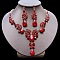 Teardrop Alloy Rhinestone Pendant Necklaces & Stud Earrings Sets, Golden, Light Siam, 440mm