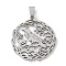 201 Stainless Steel Pendants, Flower with Bird Charm, Laser Cut, Anti-Tarnish, Stainless Steel Color, 37x34x1.5mm, Hole: 7.5x4mm
