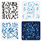 3Pcs 3 Styles PET Hollow Out Drawing Painting Stencils, for DIY Scrapbook, Photo Album, Mixed Shapes, 300x300mm, 1pc/style