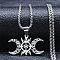 Non-Tarnish 201 Stainless Steel Pendant Necklaces, Hollow Triple Moon Goddess, Stainless Steel Color, 23.46 inch(59.6cm)