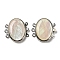 White Shell Box Clasp, with Alloy Loops, Oval, PapayaWhip, 27x27x5.5~6.5mm, Hole: 2mm