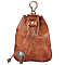 Leather Coin Purse, Alloy Clasp Wallet with Drawstring Rope for Women Men, Rectangle, Camel, 16cm