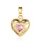 Brass Micro Pave Colorful Cubic Zirconia Pendants, Cadmium Free & Nickel Free & Lead Free, Heart Charms, Real 18K Gold Plated, 20x16x4.9mm