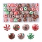 42Pcs 7 Colors Christmas Theme Printed Natural Wooden Beads, Round with Vortex Pattern, Mixed Color, 16x14.5mm, Hole: 3.5mm, 6pcs/color