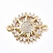 Brass Micro Pave Clear Cubic Zirconia Links connectors, Sun, Golden, 17x21x3mm, Hole: 1.2mm