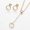 304 Stainless Steel Jewelry Sets, Pendant Necklaces and Stud Earrings, with Rhinestone, Ring, Golden, 16.53 inch(42cm), 10x1.2mm, Pin: 0.8mm