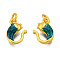 Alloy Enamel Charms, Cadmium Free & Lead Free, with Jump Rings, Matte Gold Color, Fish, Teal, 11.5x11x4mm, Jump Ring: 5x1mm, 3mm inner diameter