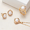 Brass Micro Pave Clear Cubic Zirconia Pendant Necklaces & Stud Earrings & Rings Sets, with Natural Freshwater Pearl, Golden, 13x13mm
