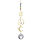 Brass Sun Moon Star Hanging Ornaments, Glass Round Tassel Suncatchers for Garden Outdoor Decooration, Golden, 230mm