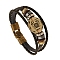Braided Cowhide Cord Multi-Strand Bracelets, Constellation Bracelet for Men, with Wood Bead & Alloy Clasp, Cancer, 7-7/8~8-1/2 inch(20~21.5cm) 