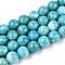 Dyed Synthetic Fossil Beads Strands, Round, Dark Turquoise, 8~8.5x8mm, Hole: 1mm, about 50pcs/strand, 15.94''(40.5cm)