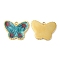 304 Stainless Steel Enamel Pendants, Real 18K Gold Plated, Butterfly Charm, Dark Cyan, 14x18x2mm, Hole: 1.4mm