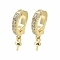 Brass Micro Pave Cubic Zirconia Pendants Bails, Lead Free & Cadmium Free, Long-Lasting Plated, Rack Plating, Real 18K Gold Plated, 18mm
