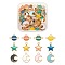 72Pcs Alloy Enamel Pendants, Planet & Star & Moon & Star, Light Gold, Mixed Color, 12~16x13~16.5x2~3mm, Hole: 1.6~1.8mm, 4 colors, 6pcs/color