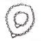 Tarnish Resistant Heart 304 Stainless Steel Link Necklaces and Bracelets Jewelry Sets, with Lobster Claw Clasps, Stainless Steel Color, 18.5 inch(470mm), 215mm(8-1/2 inch)