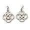 Non-Tarnish 304 Stainless Steel Charms, with Jump Ring, Laser Cut, Knot Charm, Stainless Steel Color, 13x11x1mm, Hole: 3mm
