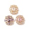 Brass Micro Pave Cubic Zirconia Beads with Glass, Nickel Free, Rectangle, Golden, Mixed Color, 13x13x6mm, Hole: 2x1mm