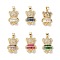 Brass Micro Pave Cubic Zirconia Pendants, Cadmium Free & Lead Free, Real 16K Gold Plated, Bear Charms, Mixed Color, 22x14x5mm, Hole: 5x3.5mm