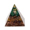Orgonite Pyramid Resin Energy Generators, Reiki Malachite & Amethyst & Citrine Chips Inside for Home Office Desk Decoration, Vortex, Others, 50x50x50mm
