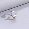 Natural Freshwater Pearl with Natural Shell Cuff Rings, Golden, Fishtail, Inner Diameter: 15~19mm
