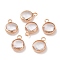 Golden Tone Brass Glass Flat Round Charms, Faceted, Clear, 12x8.5x3mm, Hole: 1.5mm