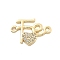 Rack Plating Brass Clear Cubic Zirconia Fe Heart Connector Charms, Long-Lasting, Lead Free & Cadmium Free, Real 18K Gold Plated, 12x19.5x3mm, Hole: 1.2mm