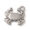 Anti-Tarnish 304 Stainless Steel Pendants, Crab Charm, Stainless Steel Color, 15.5x17x1.8mm, Hole: 1.8mm